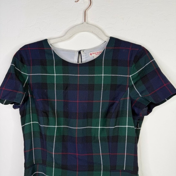 Brooks Brothers Womens Tartan Plaid Wool Sheath Dress Twee Acadamia Green Size 6 - Picture 2 of 13